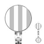 Vertical Stripes - White and Silver Gray Stainless Steel Nurses Watch