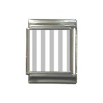 Vertical Stripes - White and Silver Gray Italian Charm (13mm)