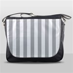 Vertical Stripes - White and Silver Gray Messenger Bag