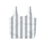 Vertical Stripes - White and Silver Gray Full Print Recycle Bag (S)