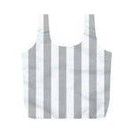 Vertical Stripes - White and Silver Gray Full Print Recycle Bag (M)