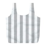 Vertical Stripes - White and Silver Gray Full Print Recycle Bag (L)