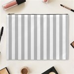 Vertical Stripes - White and Silver Gray Cosmetic Bag (XL)