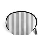 Vertical Stripes - White and Silver Gray Accessory Pouch (Small)