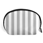 Vertical Stripes - White and Silver Gray Accessory Pouch (Large)