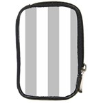 Vertical Stripes - White and Silver Gray Compact Camera Leather Case