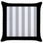 Vertical Stripes - White and Silver Gray Throw Pillow Case (Black)