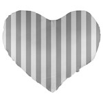 Vertical Stripes - White and Silver Gray Large 19  Premium Heart Shape Cushion
