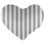 Vertical Stripes - White and Silver Gray Large 19  Premium Flano Heart Shape Cushion