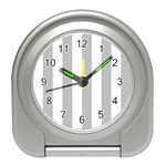 Vertical Stripes - White and Silver Gray Desk Alarm Clock