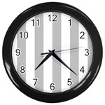 Vertical Stripes - White and Silver Gray Wall Clock (Black)