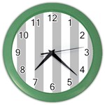 Vertical Stripes - White and Silver Gray Color Wall Clock