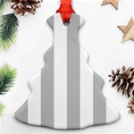 Vertical Stripes - White and Silver Gray Christmas Tree Ornament (Two Sides)