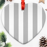 Vertical Stripes - White and Silver Gray Heart Ornament (Two Sides)