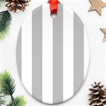 Vertical Stripes - White and Silver Gray Oval Ornament (Two Sides)