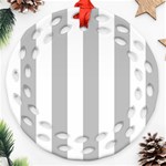 Vertical Stripes - White and Silver Gray Ornament (Round Filigree)