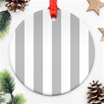 Vertical Stripes - White and Silver Gray Ornament (Round)
