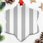 Vertical Stripes - White and Silver Gray Ornament (Snowflake)