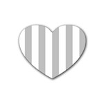 Vertical Stripes - White and Silver Gray Rubber Coaster (Heart)