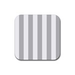 Vertical Stripes - White and Silver Gray Rubber Coaster (Square)