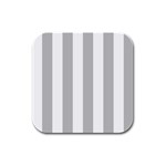 Vertical Stripes - White and Silver Gray Rubber Square Coaster (4 pack)