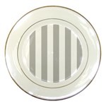 Vertical Stripes - White and Silver Gray Porcelain Plate
