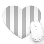 Vertical Stripes - White and Silver Gray Heart Mousepad