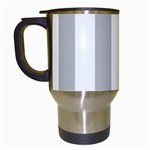 Vertical Stripes - White and Silver Gray Travel Mug (White)