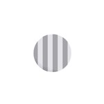 Vertical Stripes - White and Silver Gray 1  Mini Button