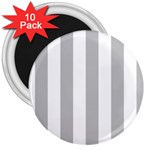 Vertical Stripes - White and Silver Gray 3  Magnet (10 pack)