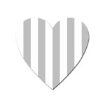 Vertical Stripes - White and Silver Gray Magnet (Heart)