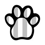 Vertical Stripes - White and Silver Gray Magnet (Paw Print)