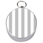 Vertical Stripes - White and Silver Gray Silver Compass