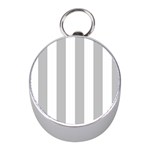 Vertical Stripes - White and Silver Gray Silver Compass (Mini)