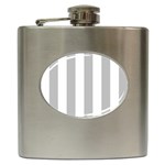 Vertical Stripes - White and Silver Gray Hip Flask (6 oz)