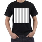 Vertical Stripes - White and Silver Gray Men s T-Shirt (Black)