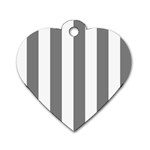 Vertical Stripes - White and Gray Dog Tag Heart (Two Sides)
