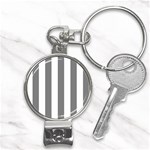 Vertical Stripes - White and Gray Nail Clippers Key Chain