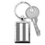Vertical Stripes - White and Gray Key Chain (Rectangle)