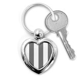Vertical Stripes - White and Gray Key Chain (Heart)