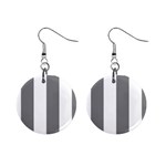 Vertical Stripes - White and Gray 1  Button Earrings