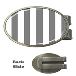 Vertical Stripes - White and Gray Money Clip (Oval)