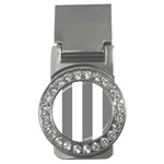 Vertical Stripes - White and Gray Money Clip (CZ)