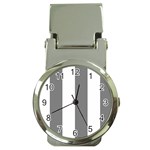 Vertical Stripes - White and Gray Money Clip Watch
