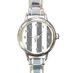 Vertical Stripes - White and Gray Round Italian Charm Watch