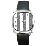 Vertical Stripes - White and Gray Square Metal Watch