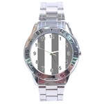 Vertical Stripes - White and Gray Stainless Steel Analogue Watch