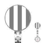 Vertical Stripes - White and Gray Stainless Steel Nurses Watch