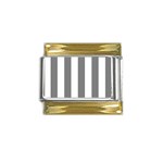 Vertical Stripes - White and Gray Gold Trim Italian Charm (9mm)