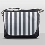 Vertical Stripes - White and Gray Messenger Bag
